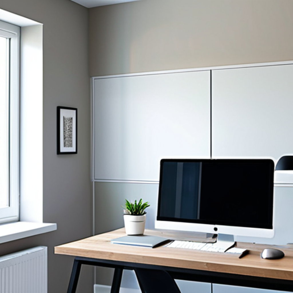전자파 차폐 소재 및 공정 - Modern Home Office**
"A professional working from home in a bright, modern office, fully clothed in...