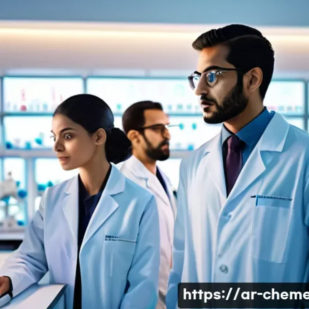 의료용 화학소재 및 공정 - A high-tech pharmaceutical laboratory scene showcasing advanced drug molecule design using computer ...