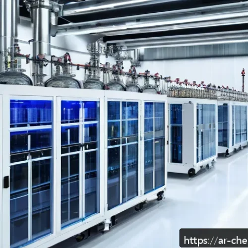 화학공정 자동화 및 스마트팩토리 - A modern chemical manufacturing plant interior featuring advanced AI-driven production lines with sm...