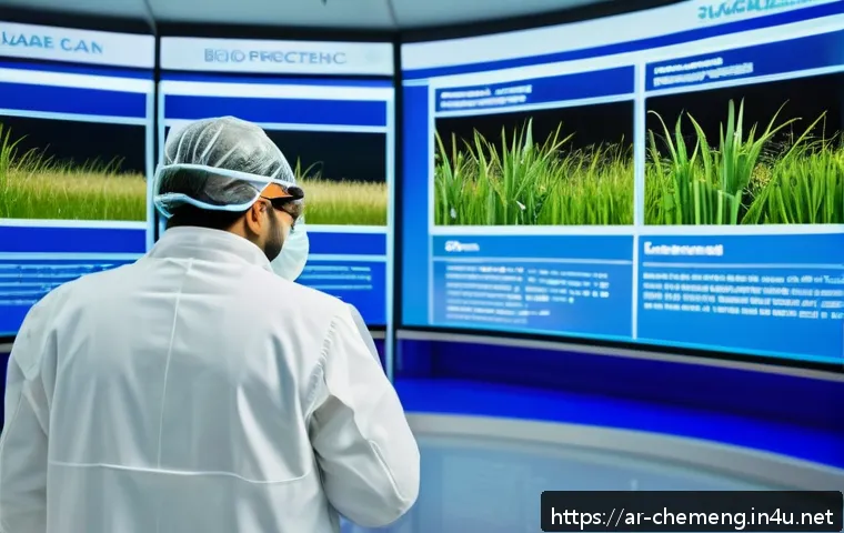 화학공학과 재생 가능 원료 활용 - A highly detailed laboratory scene showing an Arabic chemical engineer in modern protective gear ana...