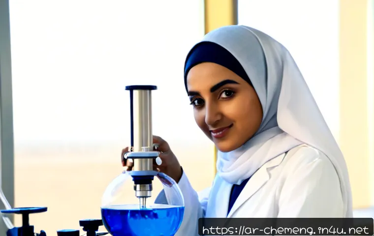 Home 17 바이오화학공학 - Photorealistic biochemical engineering laboratory in a modern Middle Eastern research center, Arab f...